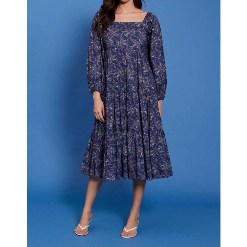 New Lucy Paris Raissa Blue Floral Print Maxi Dress Size XS